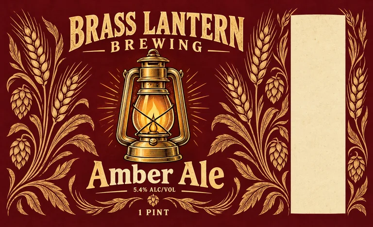 BRASS LANTERN BREWING Amber Ale의 맥주 라벨 리디자인, AI 맥주 캔 디자인에서 제작