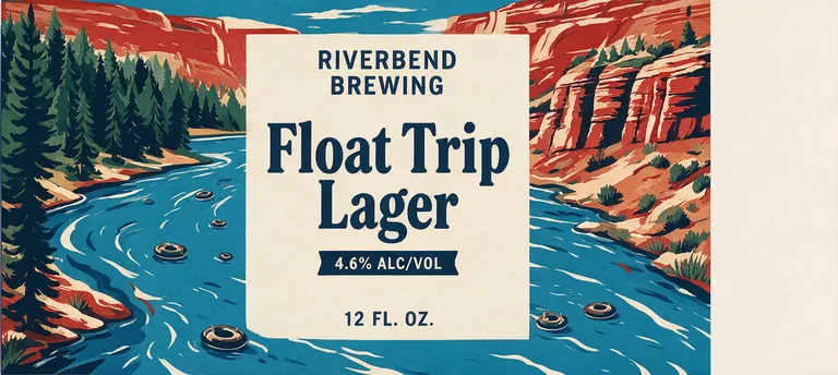 RIVERBEND BREWING Float Trip Lager의 여름 강놀이 캔, AI 맥주 캔 디자인에서 제작