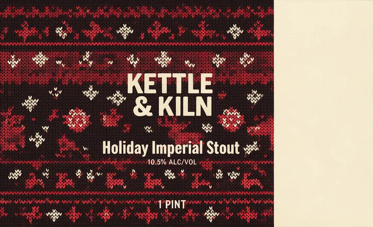 KETTLE & KILN Holiday Imperial Stoutのホリデーのスタウト缶、パッケージAIで作成