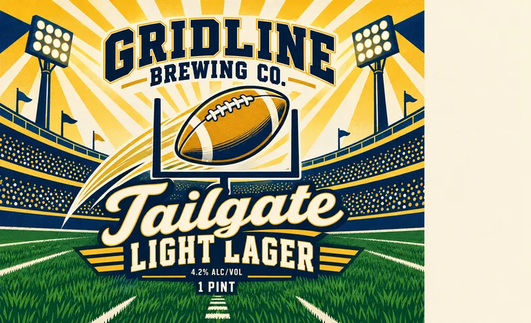 GRIDLINE BREWING CO. Tailgate Light Lager의 경기 날 캔, AI 맥주 캔 디자인에서 제작