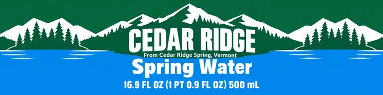 CEDAR RIDGE Spring Water 泉水瓶标签，用 AI 瓶子标签设计 生成