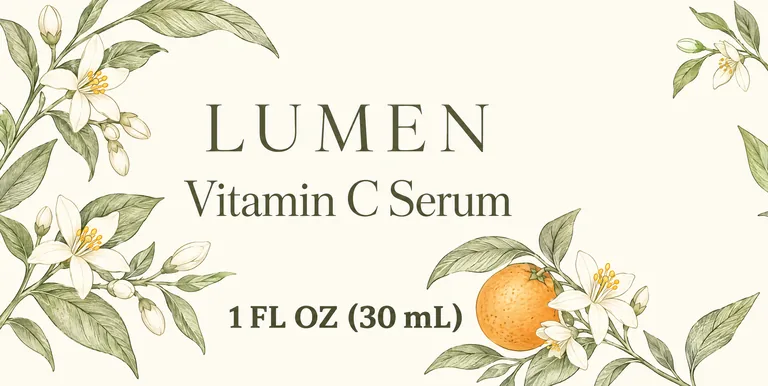 LUMEN Vitamin C Serum 精华滴管瓶标签,用 AI 瓶子标签设计 生成