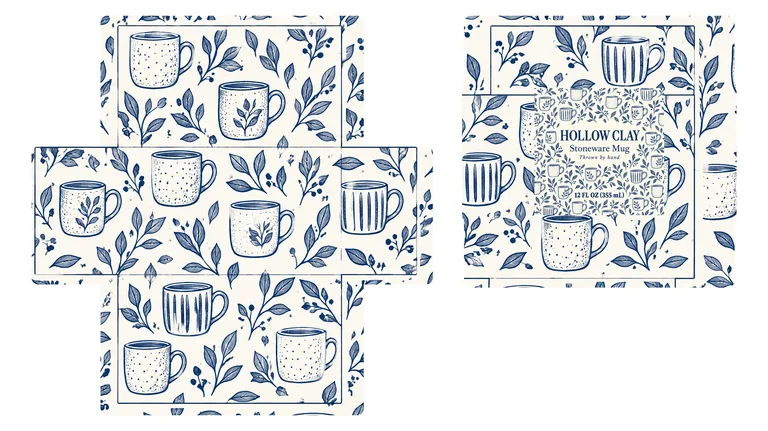 Mug box for HOLLOW CLAY Stoneware Mug, made with AI Box Design