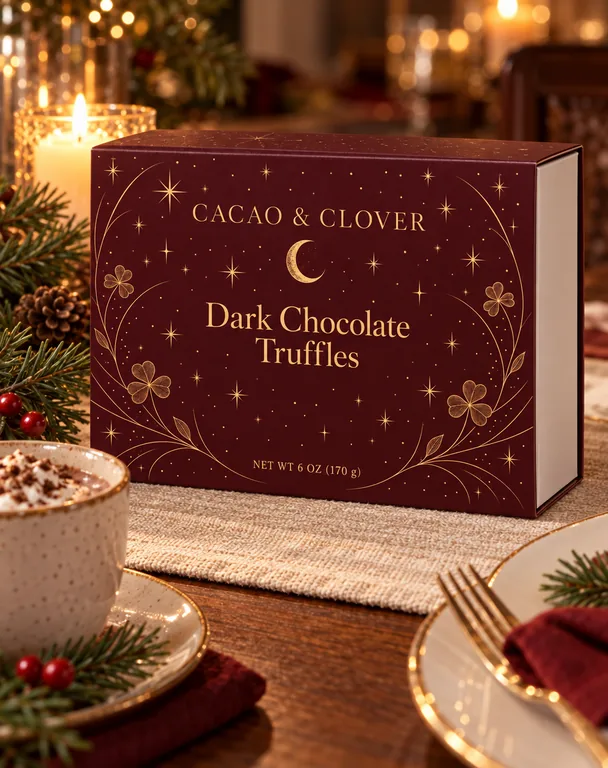 Caja tipo cajón de trufas, con la herramienta Mockups de cajas con IA