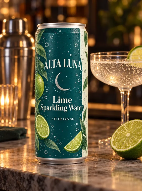 Lattina sleek di acqua frizzante, con lo strumento Mockup di lattine con IA