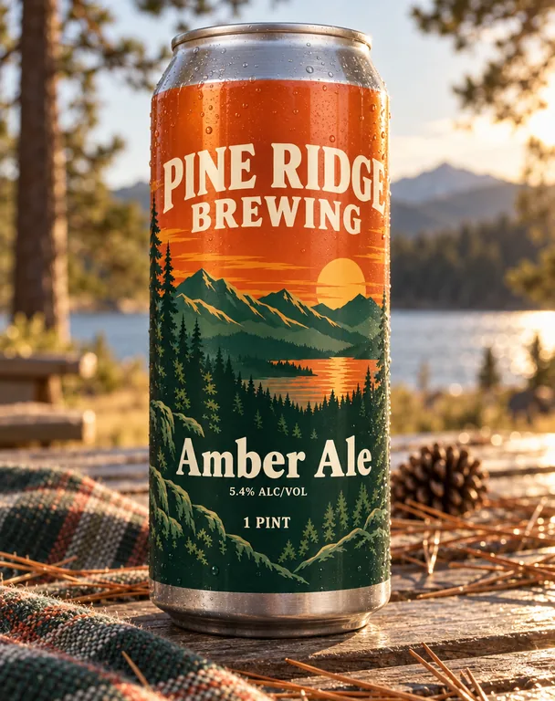 Lattina di amber ale, con lo strumento Mockup di lattine con IA