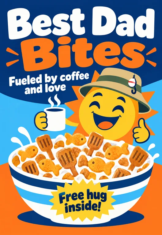 Best Dad Bites Fueled by coffee and love 父亲节礼物(12 oz 正面),用 AI 麦片盒设计 生成