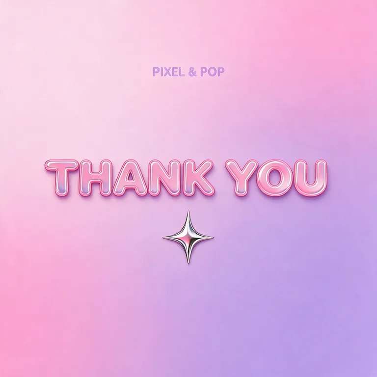 PIXEL & POP THANK YOUのサンキューシール、AIラベルデザインで作成