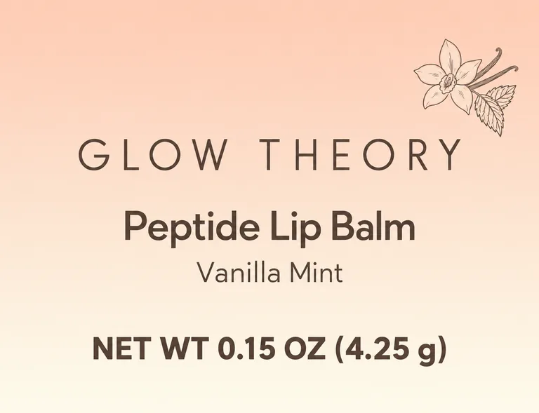 GLOW THEORY Peptide Lip Balmのリップバームのチューブラベル、AIラベルデザインで作成