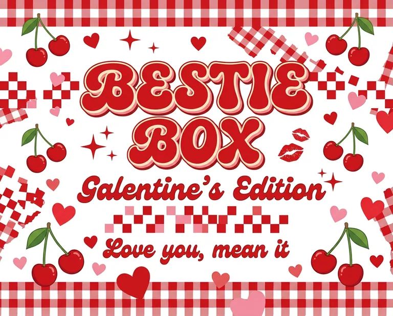 BESTIE BOX Galentine’s Edition의 갤런타인데이 뚜껑, AI 택배 박스 디자인에서 제작