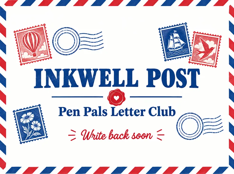 INKWELL POST Pen Pals Letter Clubの文房具のN式箱のふた、パッケージAIで作成