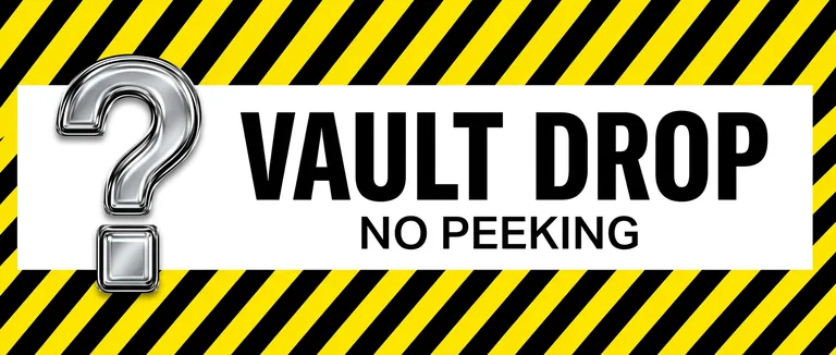 VAULT DROP의 미스터리 박스 앞면, AI 택배 박스 디자인에서 제작