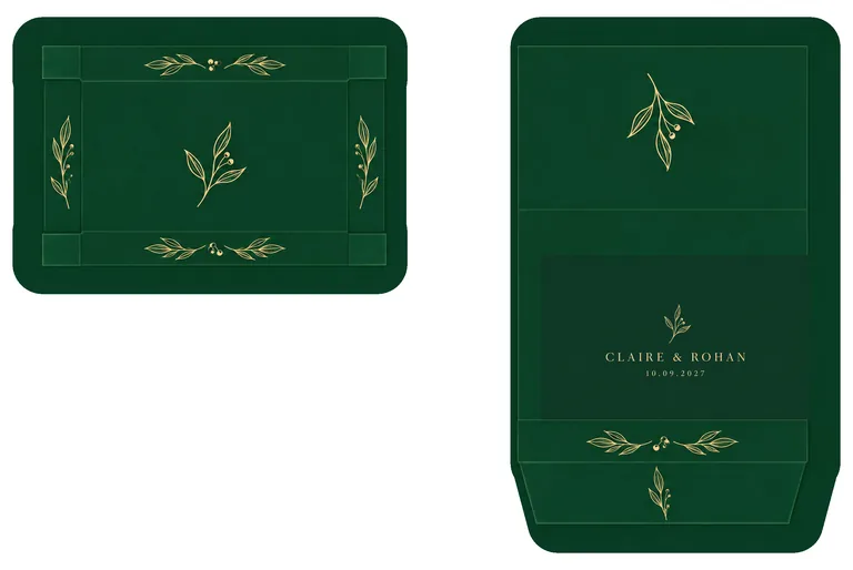 Monogram wedding matchbox for CLAIRE & ROHAN 10.09.2027, made with AI Matchbox Design