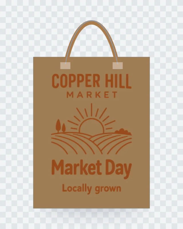 A transparent paper bag mockup PNG on a checkerboard, downloaded from the free 3D tab