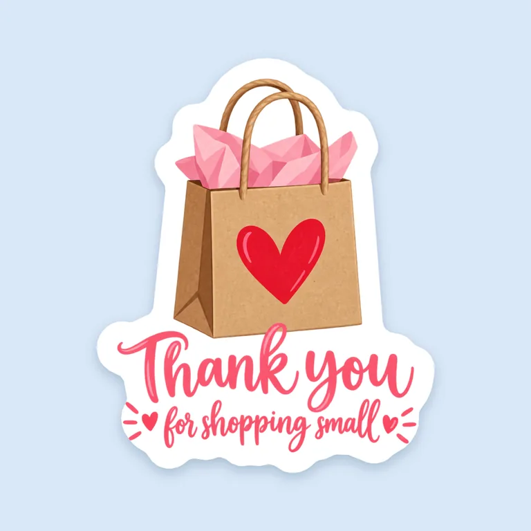 Thank you for shopping smallのサンキューステッカー、AIステッカーデザインで作成