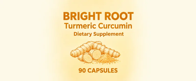 BRIGHT ROOT Turmeric Curcuminのサプリラベルのリデザイン、パッケージAIで作成