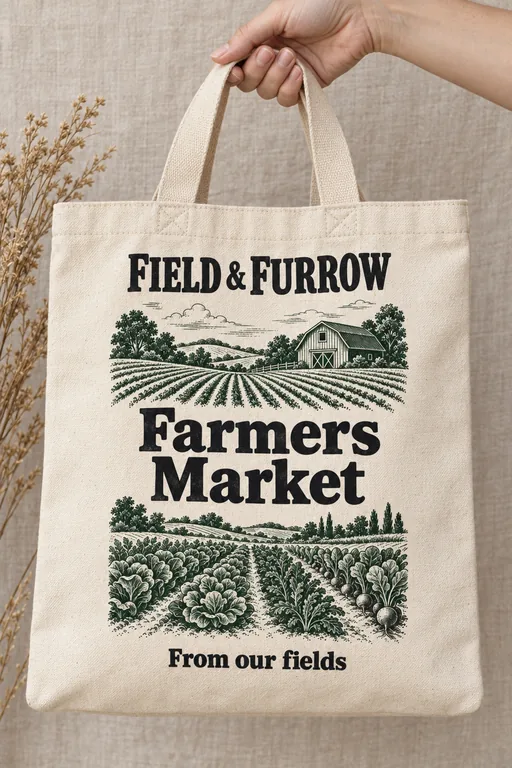 Bolsa tote natural sostenida en una mano, con la herramienta Mockups de tote bags con IA