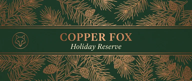 COPPER FOX Holiday Reserve의 연말 넥 라벨, AI 와인 라벨 디자인에서 제작