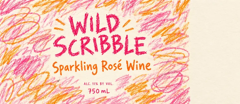 WILD SCRIBBLE Sparkling Rosé Wine의 펫낫 둘레 라벨, AI 와인 라벨 디자인에서 제작