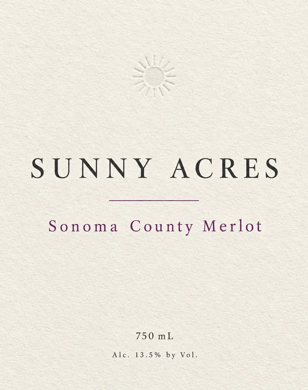 SUNNY ACRES Sonoma County Merlot의 라벨 리디자인, AI 와인 라벨 디자인에서 제작