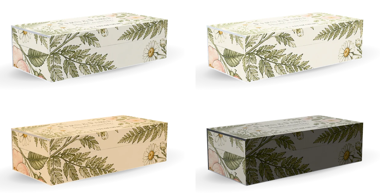 One drawer box in the soft, bright, warm and dark studios
